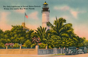 Jedyna latarnia morska w Stanach Zjednoczonych całkowicie w granicach miasta, Key West, Floryda, c1940 autorstwa Unbekannt