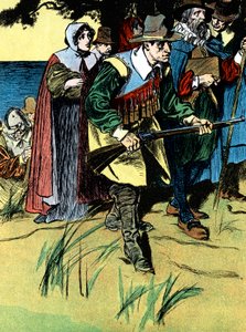 Ojcowie pielgrzymi po przybyciu do Ameryki, 1620 c1900 autorstwa Unbekannt