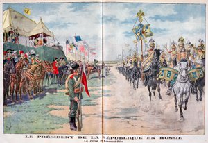 Prezydent Rzeczypospolitej przeglądający wojska rosyjskie, Krasnoje Sioło, Rosja, 1914 autorstwa Unbekannt