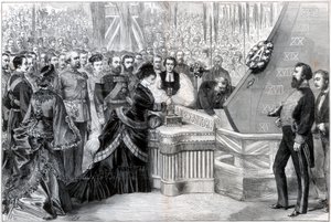 Księżna Walii woduje nowy pancerny statek Alexandra, 1875 r autorstwa Unbekannt