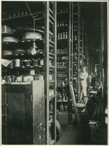 Półki laboratorium Edisons z próbkami każdej znanej substancji, 1902. autorstwa Unbekannt
