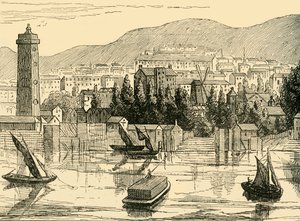 Południowa strona Tamizy, zaczerpnięta z tarasu Adelphi, 1770, c1878. autorstwa Unbekannt