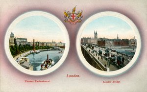 Thames Embankment i London Bridge, Londyn, 1909. autorstwa Unbekannt