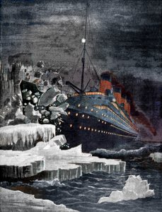 Titanic zderza się z górą lodową, 1912 autorstwa Unbekannt