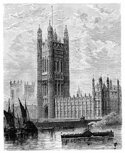 Victoria Tower i Houses of Parliament, Londyn, 1900 autorstwa Unbekannt