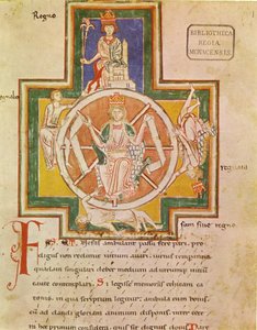Koło fortuny Rota Fortunae z Carmina Burana, ok. 1230 autorstwa Unbekannt