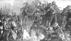 Wojna Zulusów, 1879: Ludzie H.M.S. Shah w Laager w Ginghilovo, 1901. autorstwa Unbekannt