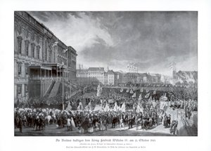 Wstąpienie na tron Fryderyka Wilhelma IV Pruskiego 15 października 1840, 1900. autorstwa Unbekannt