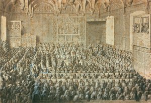Zgromadzenie Sorbony ogłasza detronizację Henryka III, styczeń 1589. Muzeum Carnavalet, Paryż autorstwa Unbekannt