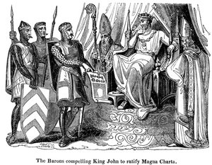 Baronowie zmuszają króla Jana 1167-1216 do ratyfikacji Magna Carta, 1215 autorstwa Unbekannt