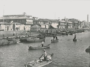 Wejście do Kanału Sueskiego w Port Said, Egipt, 1895. autorstwa Unbekannt