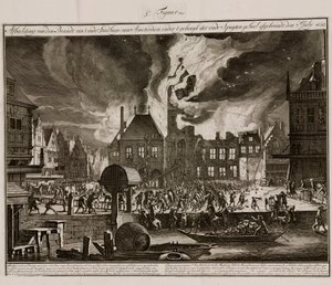 Pożar starego ratusza w Amsterdamie, Holandia, 7 lipca 1652 r. autorstwa Unbekannt