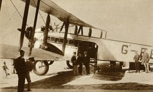 Pierwsza indyjska poczta lotnicza przybywa na lotnisko Croydon w południowym Londynie, 1929, 1935. autorstwa Unbekannt