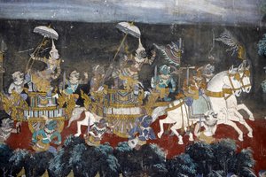 Wnętrze ścian złożonych ze Srebrnej Pagody pokryte jest malowidłami przedstawiającymi historie z Reamkera, czyli khmerskiej wersji klasycznego indyjskiego eposu Ramajana. Niektóre fragmenty malowideł są zniszczone i uszkodzone przez wpływy atmosferyczne. M autorstwa Unbekannt