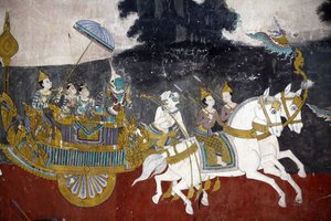 Wnętrze ścian złożonych ze Srebrnej Pagody pokryte jest malowidłami przedstawiającymi historie z Reamkera, czyli khmerskiej wersji klasycznego indyjskiego eposu Ramajana. Niektóre fragmenty malowideł są zniszczone i uszkodzone przez wpływy atmosferyczne. M autorstwa Unbekannt