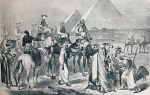 Partia królewska opuszczająca obóz w Gizie, Egipt, ok. 1861 1910 r. autorstwa Unbekannt