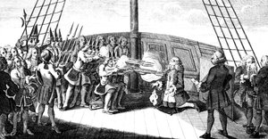 Zastrzelenie admirała Bynga na pokładzie Monarque, 1757 autorstwa Unbekannt