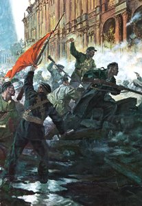Szturm na Pałac Zimowy, Petersburg, rewolucja rosyjska, październik 1917 autorstwa Unbekannt