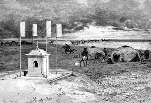 Grób lamy i obozowisko, mongolska pustynia, ok. 1890 r. autorstwa Unbekannt