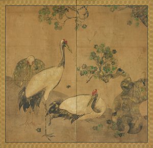 Trzy żurawie pod drzewem, okres Edo, 1615-1868. autorstwa Unbekannt