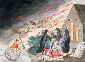 Trzy czarownice na cmentarzu, ok. 1790 autorstwa Unbekannt