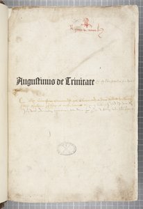 Strona tytułowa De trinitate i De Civitate Dei cum commento, napisanej przez Augustyna z Hippony (pióro i atrament na papierze) autorstwa Unbekannt