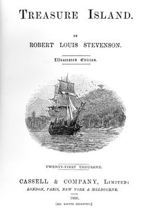 Strona tytułowa Wyspy Skarbów Roberta Louisa Stevensona, 1886 autorstwa Unbekannt