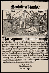 Strona tytułowa książki "Statek głupców" Sebastiana Branta, 1497. autorstwa Unbekannt