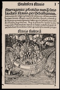 Strona tytułowa książki "Statek głupców" Sebastiana Branta, 1497. autorstwa Unbekannt