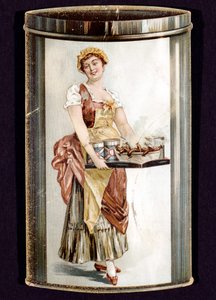 Karta handlowa parówek konserwowych wyprodukowanych przez Heinricha Bauera z Frankfurtu nad Menem, Niemcy, ok. 1895 r. autorstwa Unbekannt