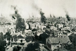 Tragiczny Tydzień 1909, Pożar klasztorów. Obraz opublikowany w magazynie „La Actualidad”. Barcelona, ​​Hiszpania autorstwa Unbekannt