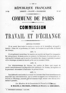 Travail et DEchange, z francuskich plakatów politycznych Komuny Paryskiej, maj 1871 autorstwa Unbekannt