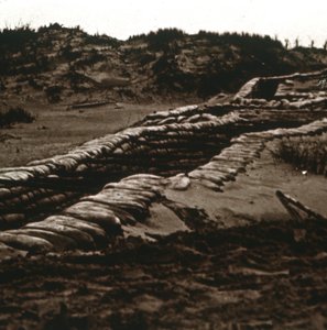 Okopy w osłonie wydm, Nieuwpoort, Flandria, Belgia, c1914-c1918 autorstwa Unbekannt