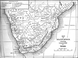 Mapa plemienna Republiki Południowej Afryki, c1880 autorstwa Unbekannt