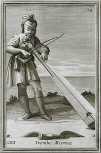 Trąbka morska Trumscheit, rycina z księgi F. Bonannisa Szafka Armonica, Rzym, 1722, 1948 autorstwa Unbekannt