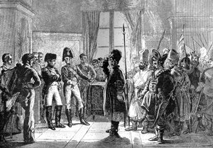 Car Aleksander I przedstawiający wojska rosyjskie Napoleonowi, 8 lipca 1807 1882-1884 autorstwa Unbekannt