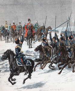 Car Mikołaj II recenzujący Kozaków, wojna rosyjsko-japońska, 1904-5 autorstwa Unbekannt