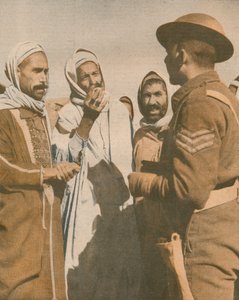 Tunezyjscy Arabowie witają brytyjskiego sierżanta w Chaouach, 1943 autorstwa Unbekannt