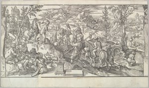 Tureccy żołnierze w spoczynku z fryzu Ces Moeurs et fachons de faire de Turcz Customs ..., 1553. autorstwa Unbekannt