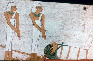 Dwie kapłanki, fragment dekoracji sarkofagu Pani Madji, XVIII dynastia autorstwa Unbekannt