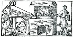 Za pomocą mieszków do zwiększenia ciągu w piecu, 1540 autorstwa Unbekannt