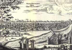 Wielki Nowogród Ilustracja z Podróży do Wielkiego Księcia Moskwy i Króla Persji autorstwa Adama Oleariusa, 1656 autorstwa Unbekannt
