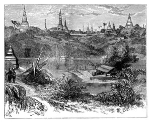 Widok w pobliżu Rangun, Birma, ok. 1888 r. autorstwa Unbekannt