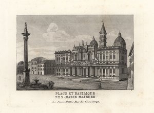 Widok na Piazza e Basilica di Santa Maria Maggiore, plac i kościół Najświętszej Marii Panny z kolumną maryjną, Rzym autorstwa Unbekannt