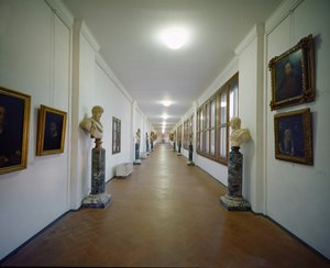 Widok korytarza Vasarian biegnącego nad Ponte Vecchio, projektu Vasariego (1511-74) 1565 (zdjęcie) autorstwa Unbekannt