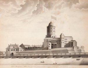 Widok na zamek w Wyborgu, ok. godz. 1840 autorstwa Unbekannt