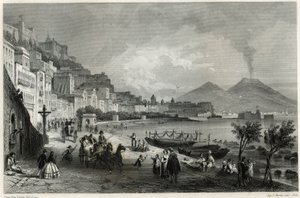 Widok na port i miasto Neapol w XIX wieku w książce Louisa Enaulta (1824-1900), francuskiego dziennikarza i podróżnika o Morzu Śródziemnym. autorstwa Unbekannt