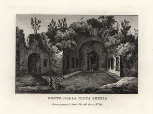 Widok na wiosnę nimfy Egeria, Egeria nympheum, Ninfeo d