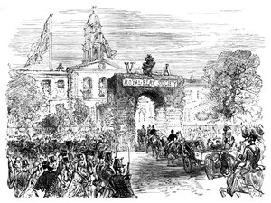 Wizyta królowej i księcia Alberta w Linen Hall, Belfast, ok. 1850 r., ok. 1888 r. autorstwa Unbekannt