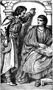 Waldensy misjonarz trubadur pokazujący swoją Biblię w językach narodowych, c1170 autorstwa Unbekannt